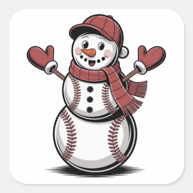Sticker Carré Snowman Baseball Noël Amateurs de sport (Devant)