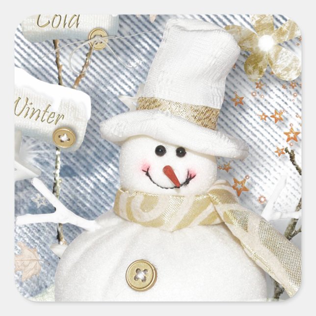 Sticker Carré Snowman hiver froid (Devant)