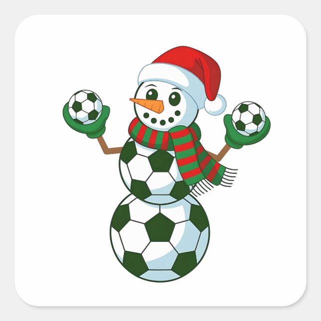 Sticker Carré Snowman Soccer Noël Amateurs de sport (Devant)