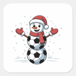 Sticker Carré Snowman Soccer Noël Père Noël Baseball Sport