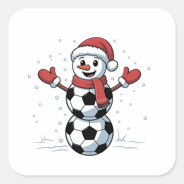 Sticker Carré Snowman Soccer Noël Père Noël Baseball Sport (Devant)