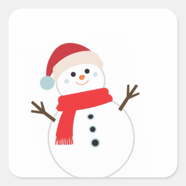 Sticker Carré SNOWMAN sock for warm decor Christmas (Devant)