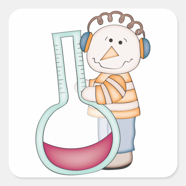 Sticker Carré Snowman Vérifie La Température (Devant)