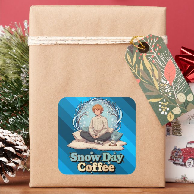 Sticker Carré Snowy Day Calm Anime Art (vacances)
