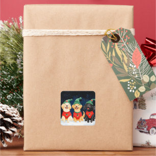 Sticker Carré Snowy Festive Père Noël Paws Aquarelle