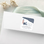 Sticker Carré Snowy Village Change of Address<br><div class="desc">This cozy holiday return address label design with cute hygge vibes is a convenient way to announce your new address. Moving announcement sticker features a snowy Christmas village scene in soft holiday colors. Personalize with your family name and address.</div>