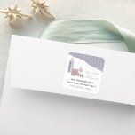Sticker Carré Snowy Village Change of Address<br><div class="desc">This cozy holiday return address label design with cute hygge vibes is a convenient way to announce your new address. Moving announcement sticker features a snowy Christmas village scene in soft holiday colors. Personalize with your family name and address.</div>