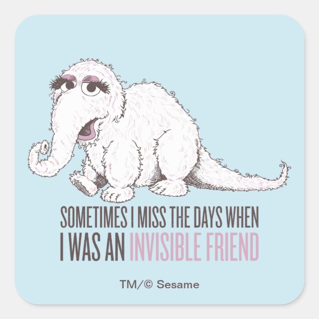 Sticker Carré Snuffleupagus | Parfois, les jours me manquent (Devant)