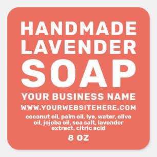 Sticker Carré Soap Lavande Fabriqué à la main Mandarin Rouge