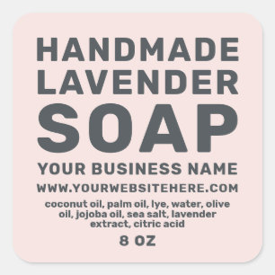 Sticker Carré Soap Lavande Faite À La Main Moderne Pastel Rose