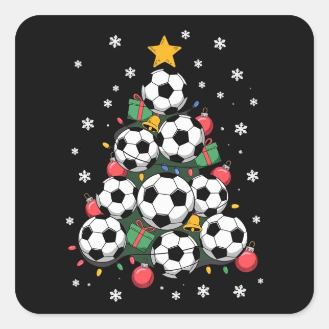 Sticker Carré Soccer Christmas Tree Xmas Player Sports Lover (Devant)