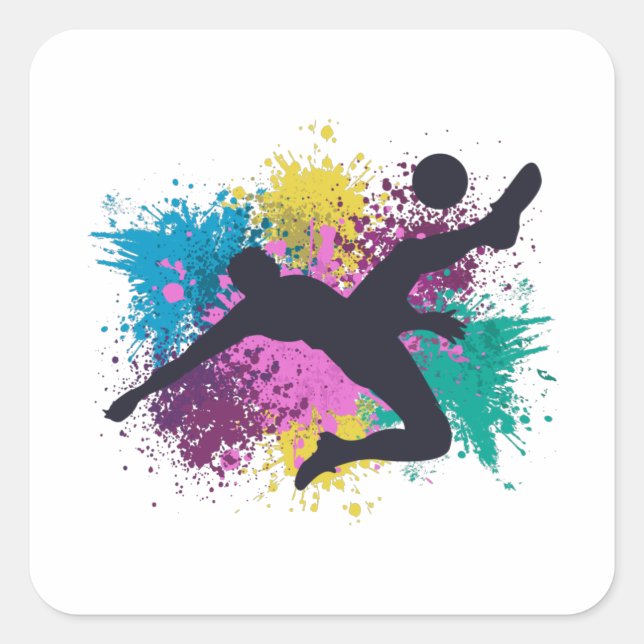 Sticker Carré Soccer Grungy Couleur Splashes (Devant)