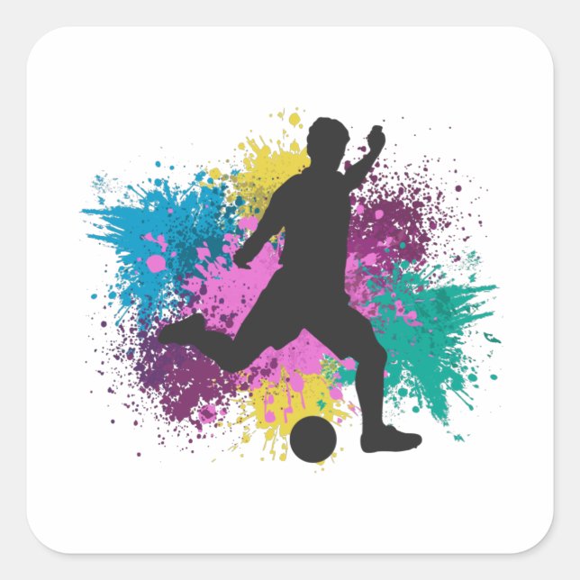 Sticker Carré Soccer Grungy Couleur Splashes (Devant)