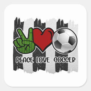 Sticker Carré Soccer paix et amour