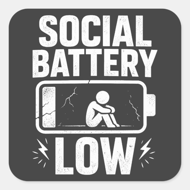 Sticker Carré Social Battery Low Warning (Devant)