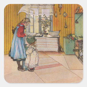Sticker Carré Soeurs - Koket av Carl Larsson