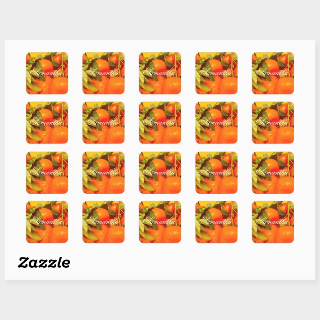 Sticker Carré Soft Orange Fruit Aesthétique (Feuille)