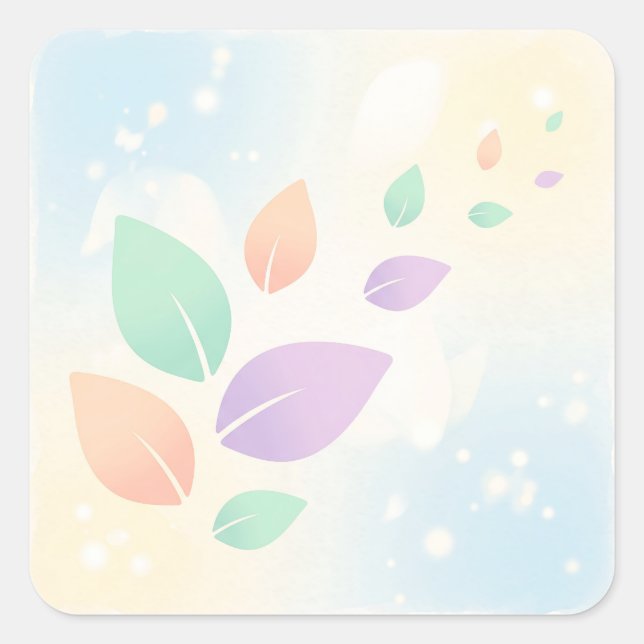 Sticker Carré Soft Pastel Abstract Floating Leaves (Devant)