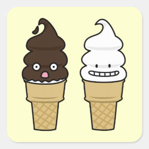 Sticker Carré Soft Serve glace crème Cone wafate chocolat vanill