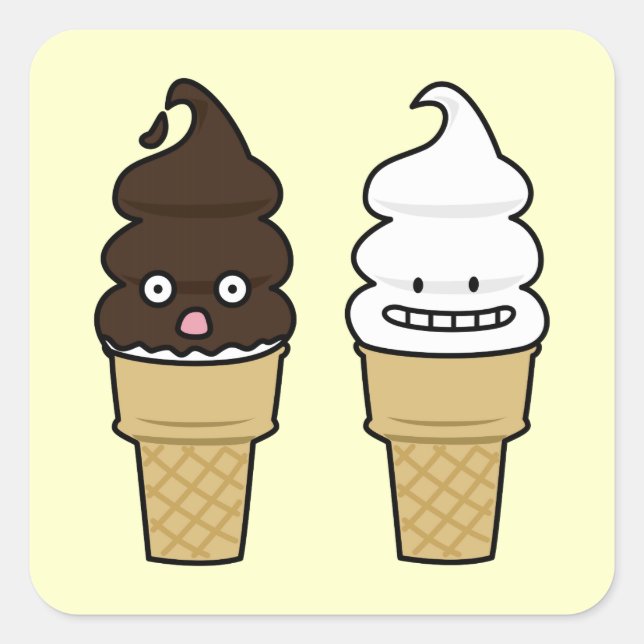 Sticker Carré Soft Serve glace crème Cone wafate chocolat vanill (Devant)