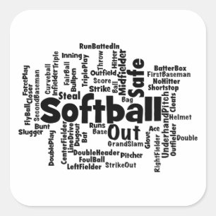 Sticker Carré Softball Word Cloud