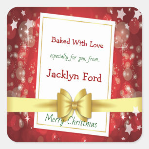 Sticker Carré Soins Bokeh de Noël Gold Ribbon