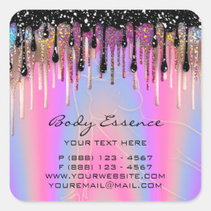 Sticker Carré Soins du corps Soap Balm Cosmetic Shop Rose Hologr