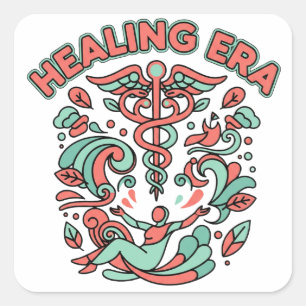 Sticker Carré Soins personnels "Healing Era" Wellness Décor esth