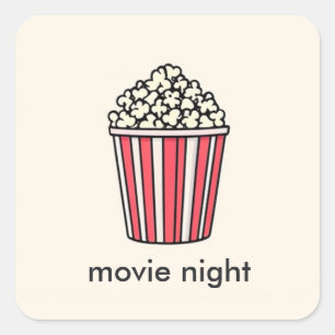 Sticker Carré Soirée cinéma au pop-corn