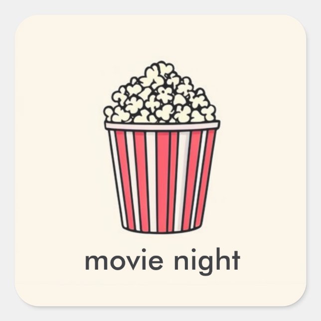 Sticker Carré Soirée cinéma au pop-corn (Devant)