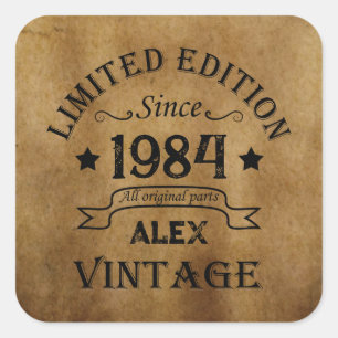 Sticker Carré Soirée de 40 ans vintage personnalisée