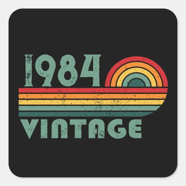 Sticker Carré Soirée de 40 ans vintage personnalisée (Devant)