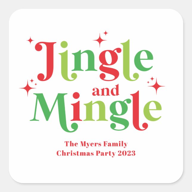 Sticker Carré Soirée de Noël Jingle and Mingle (Devant)