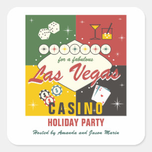 Sticker Carré Soirée de poker au casino de Las Vegas pour les fê