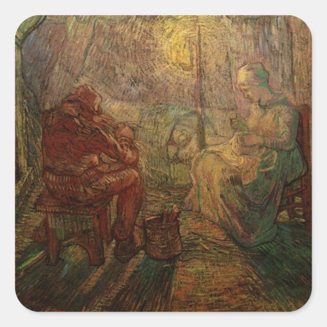 Sticker Carré Soirée - La Veillée de Vincent van Gogh (Devant)
