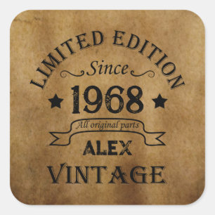 Sticker Carré Soirée personnalisée vintage de 55 ans