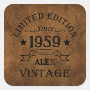 Sticker Carré Soirée personnalisée vintage de 65e anniversaire