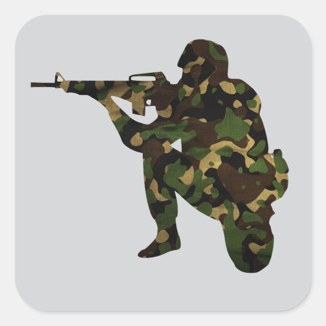 Sticker Carré Soldat Camouflé (Devant)