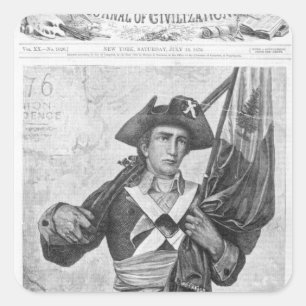 Sticker Carré Soldat continental tenant un drapeau à museau