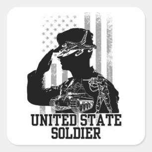 Sticker Carré Soldat des États-Unis