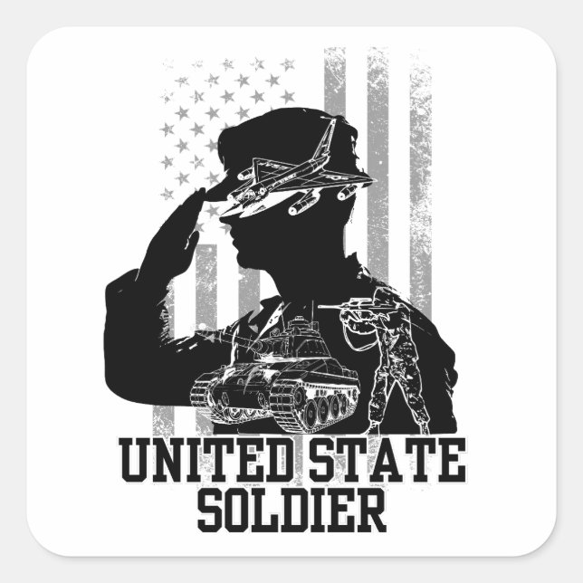 Sticker Carré Soldat des États-Unis (Devant)