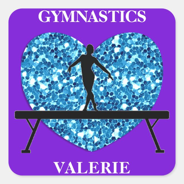 Sticker Carré Solde de gymnastique poutre violet Turquoise (Devant)