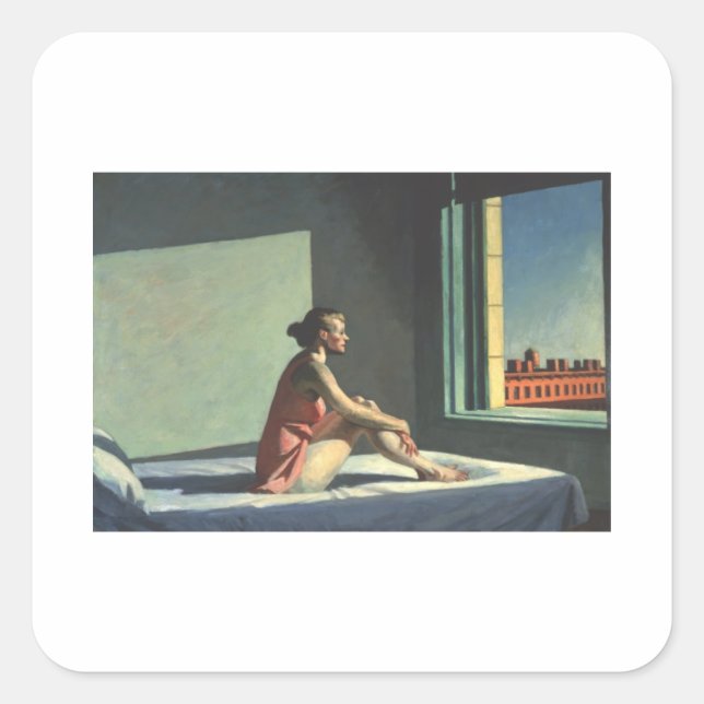 Sticker Carré Soleil du matin - Edward Hopper (Devant)