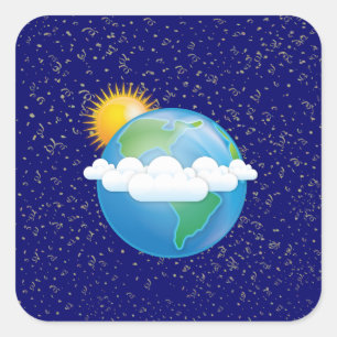 Sticker Carré Soleil et Terre -