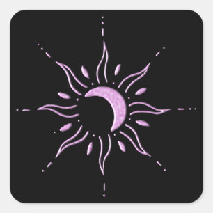 Sticker Carré Soleil rose 