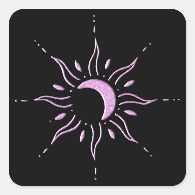 Sticker Carré Soleil rose  (Devant)