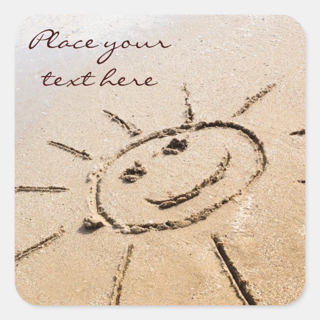 Sticker Carré Soleil Sur La Plage (Devant)