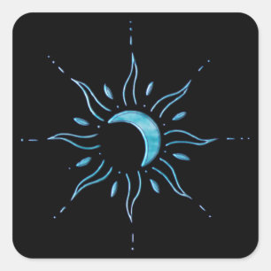 Sticker Carré Soleil Turquoise 