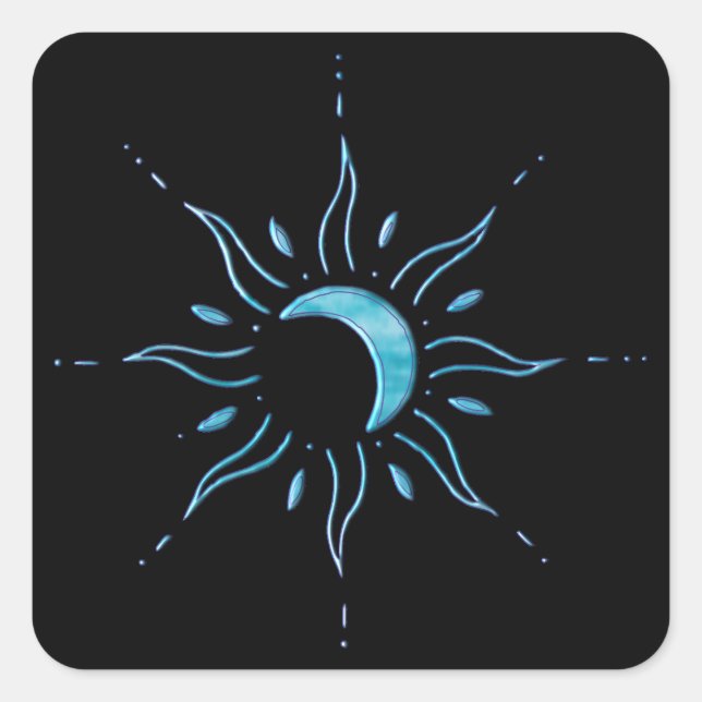 Sticker Carré Soleil Turquoise  (Devant)
