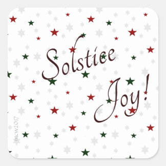 Sticker Carré Solstice d'hiver Joy Red and Green Stars